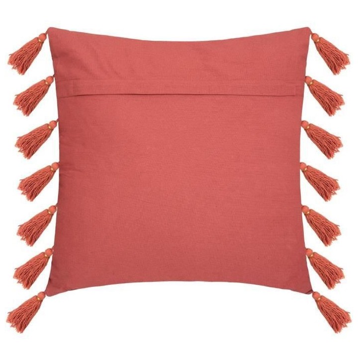 Coussin avec pompons Gypsy - Terracotta - 50 x 50 cm