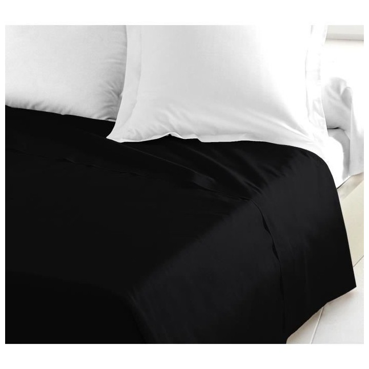 LOVELY HOME Drap Plat 100% coton 240x300 cm noir