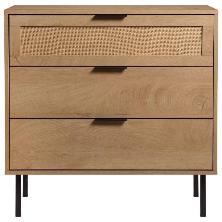 Commode 3 tiroirs RUSSELL - Panneaux de particules avec piétement en