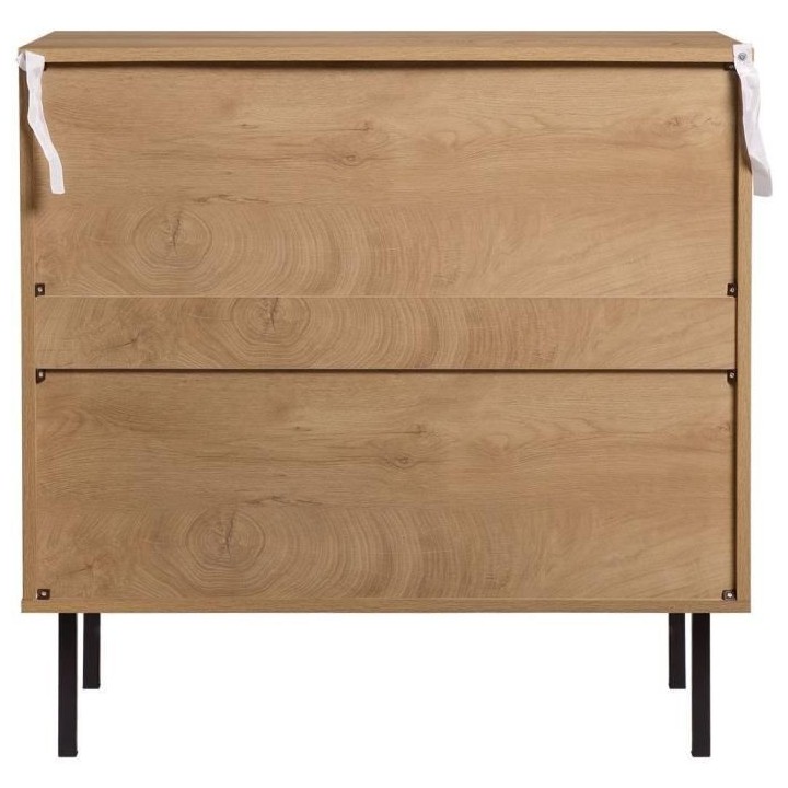 Commode 3 tiroirs RUSSELL - Panneaux de particules avec piétement en