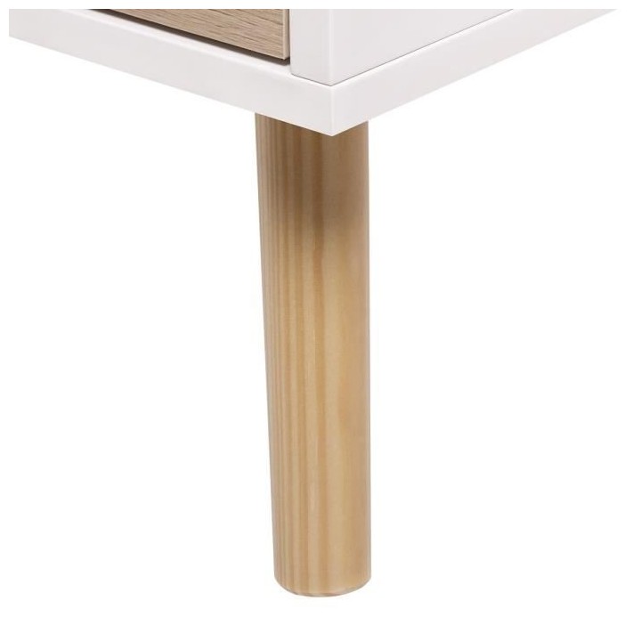 Commode 6 tiroirs - Chene et blanc - L 120 x P 40 x H 80 cm - KENT