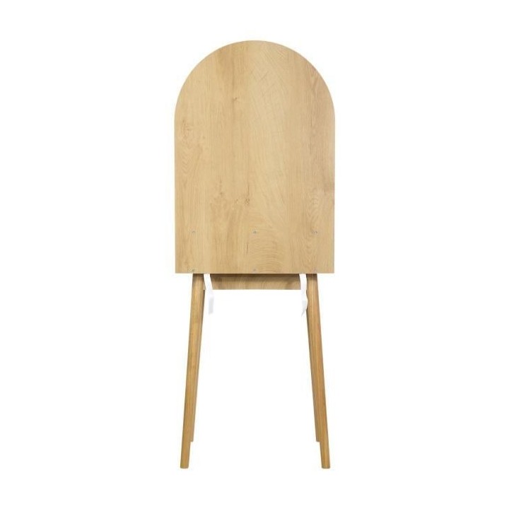 Coiffeuse 1 tiroir 1 miroir - Décor chene et vert - Pieds en bois mas