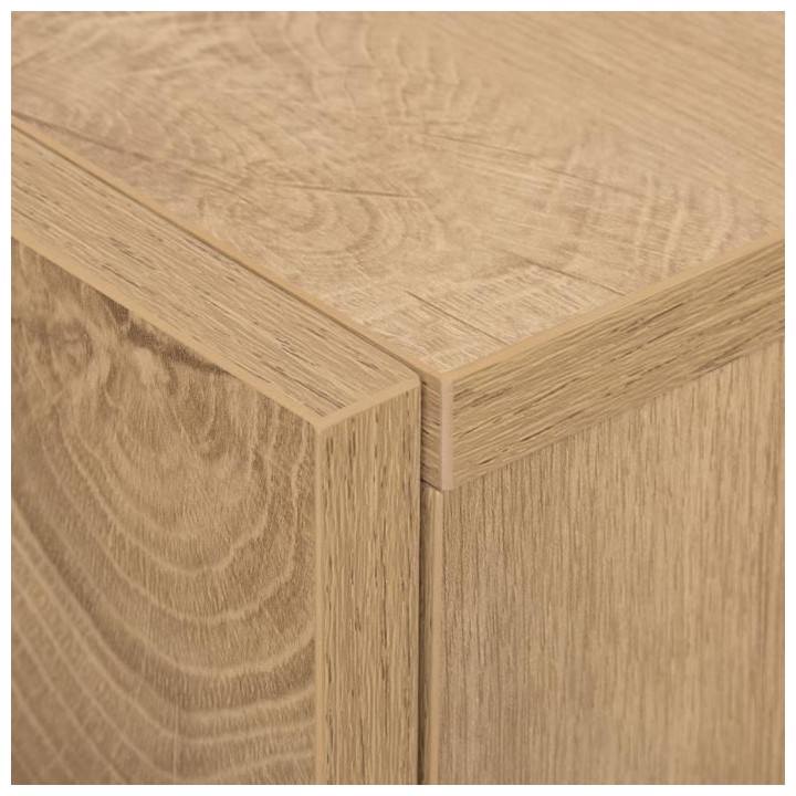 Meuble de rangement 5 portes 1 tiroir - Décor chene et vert - Pieds e