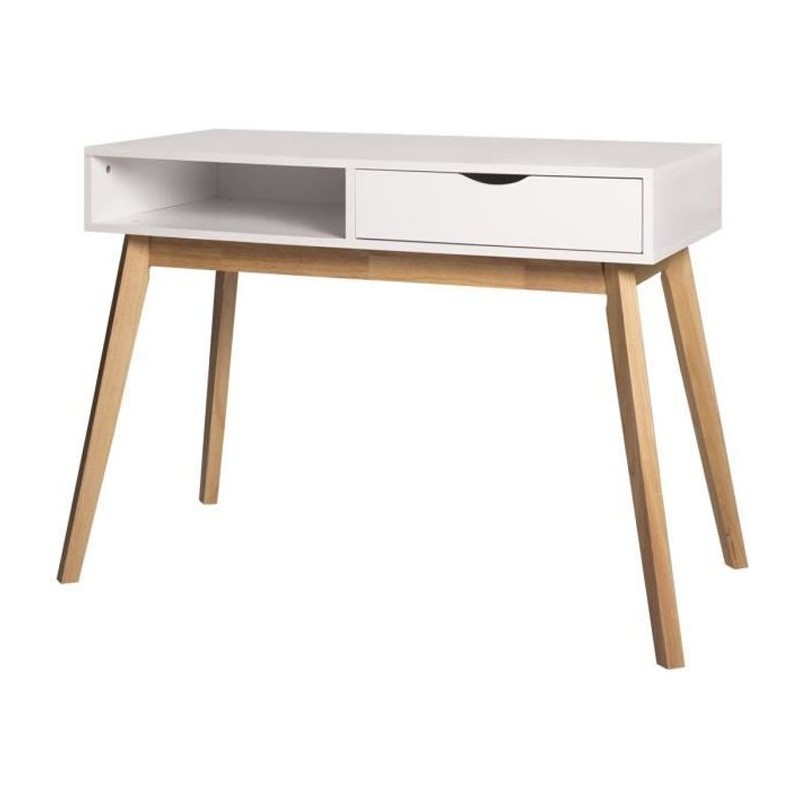 Bureau Single - Panneaux de particules - Blanc - Scandinave - L 100 x P 50 x H 77 cm