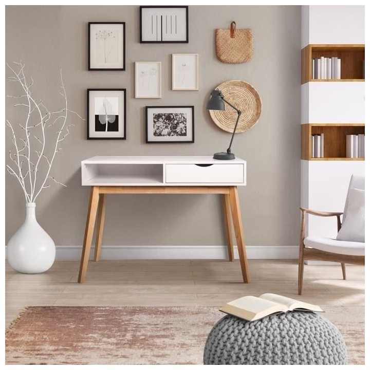 Bureau Single - Panneaux de particules - Blanc - Scandinave - L 100 x