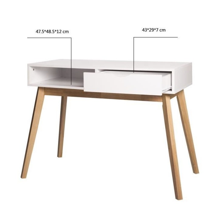 Bureau Single - Panneaux de particules - Blanc - Scandinave - L 100 x