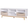 MARS Meuble TV - Style scandinave - Blanc / chene - L 116 x P 40 x H 42 cm