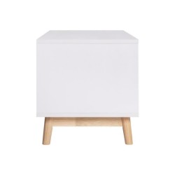 MARS Meuble TV - Style scandinave - Blanc / chene - L 116 x P 40 x H 42 cm