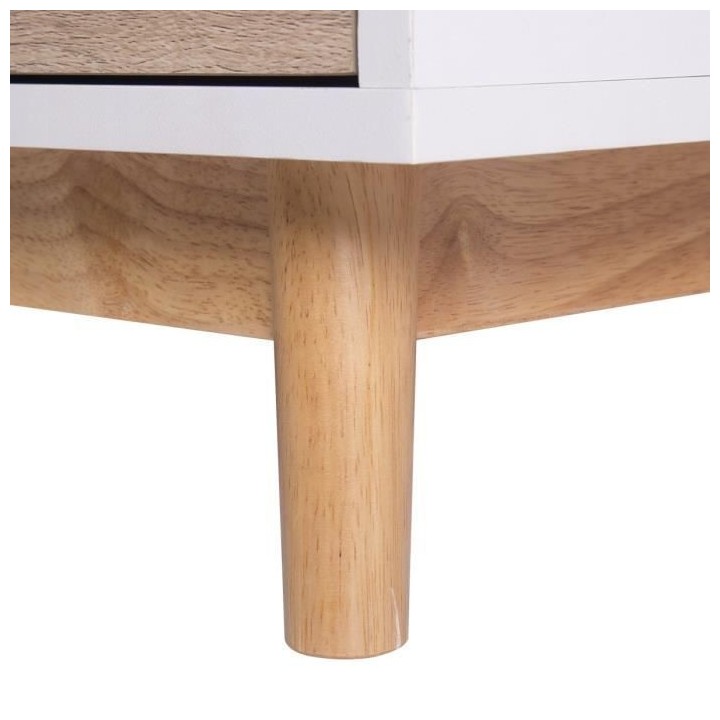 MARS Meuble TV - Style scandinave - Blanc / chene - L 116 x P 40 x H 4