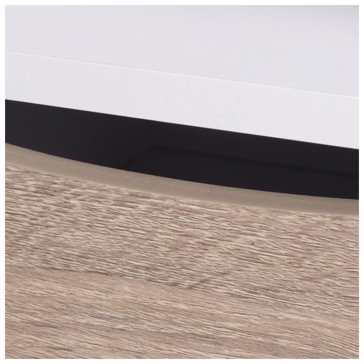 MARS Meuble TV - Style scandinave - Blanc / chene - L 116 x P 40 x H 4