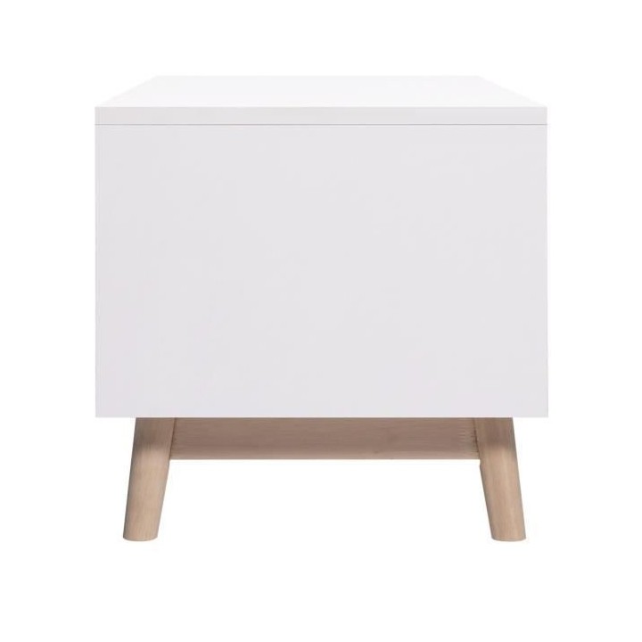 DENVER Meuble TV 2 portes - Blanc - L 116 x P 40 x H 42 cm