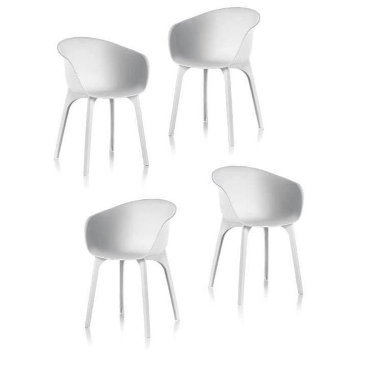 IDEA Lot de 4 chaises de jardin - Diva - Blanche