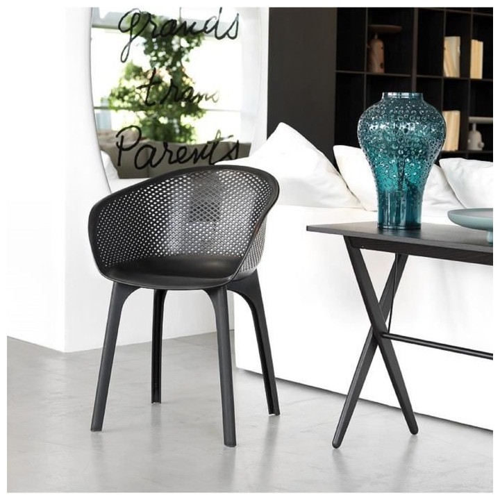 IDEA lot de 2 fauteuils de jardin Nora Noir