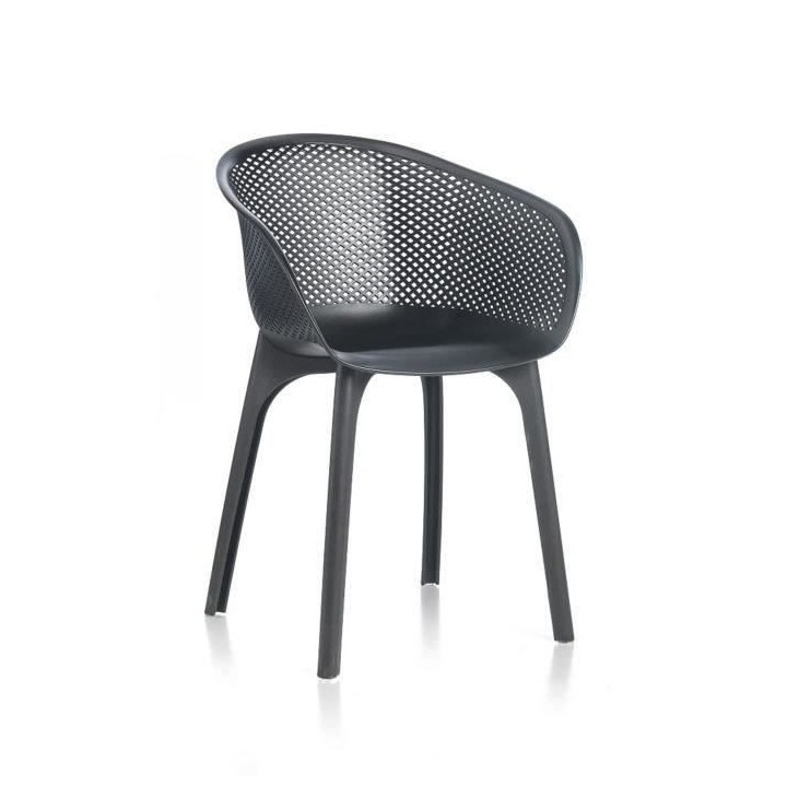 IDEA lot de 2 fauteuils de jardin Nora Noir