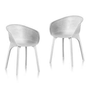 IDEA Lot de fauteuils de jardin Nora Blanc
