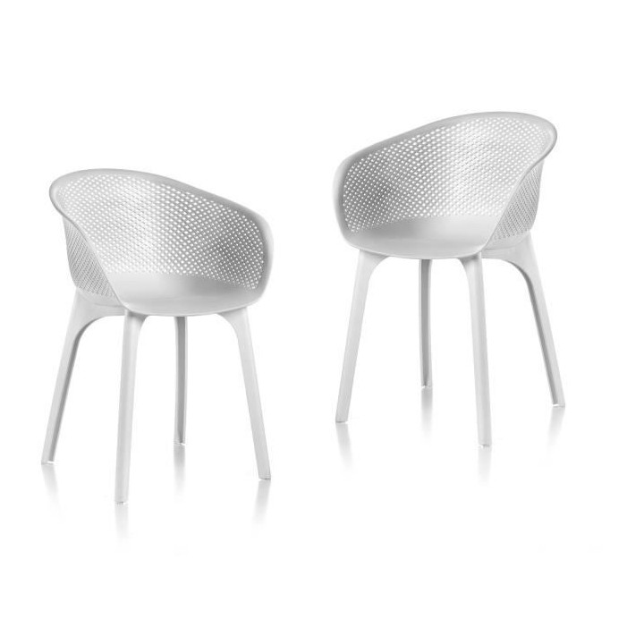 IDEA Lot de fauteuils de jardin Nora Blanc