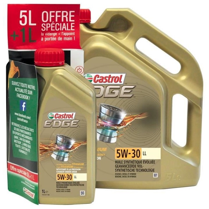Huile moteur Edge - CASTROL - 4 saison - 5W-30 LL - 5+1L