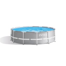 Kit Piscine hors sol tubulaire INTEX - Prism Frame - 366 x 99 cm - Ronde (Inclus une échelle de sécurité avec marches amovibl