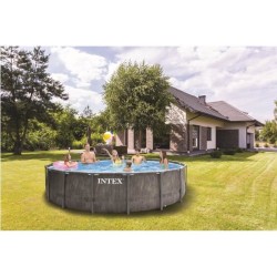 Kit Piscine hors sol tubulaire INTEX Baltik - 549 x 122 cm - Ronde (Livrée avec épurateur a cartouche, bâche, tapis de sol,