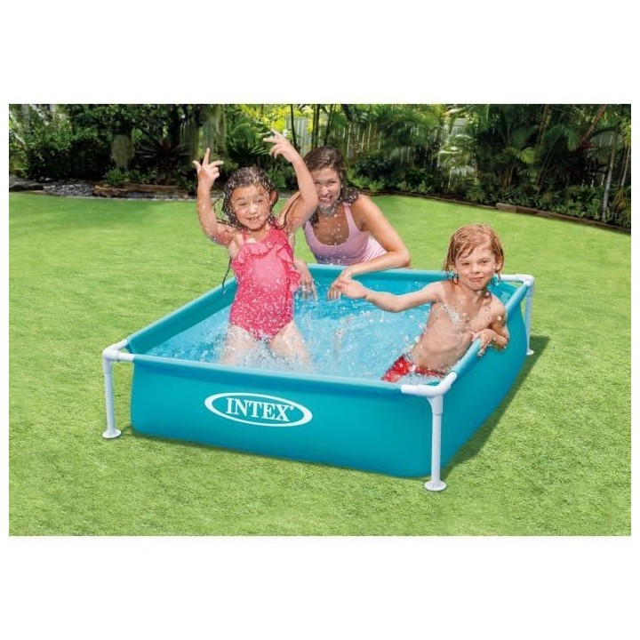 Piscine acidulée Metal Frame Junior carrée bleue 122 x 122 x 30 cm -