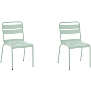 Lot de 2 chaises de jardin - Acier - Vert Céladon
