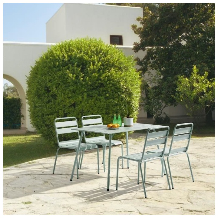 Lot de 2 chaises de jardin - Acier - Vert Céladon