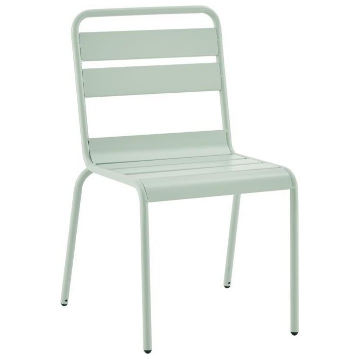 Lot de 2 chaises de jardin - Acier - Vert Céladon
