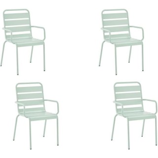 Lot de 4 fauteuils de jardin - Acier - Vert Céladon