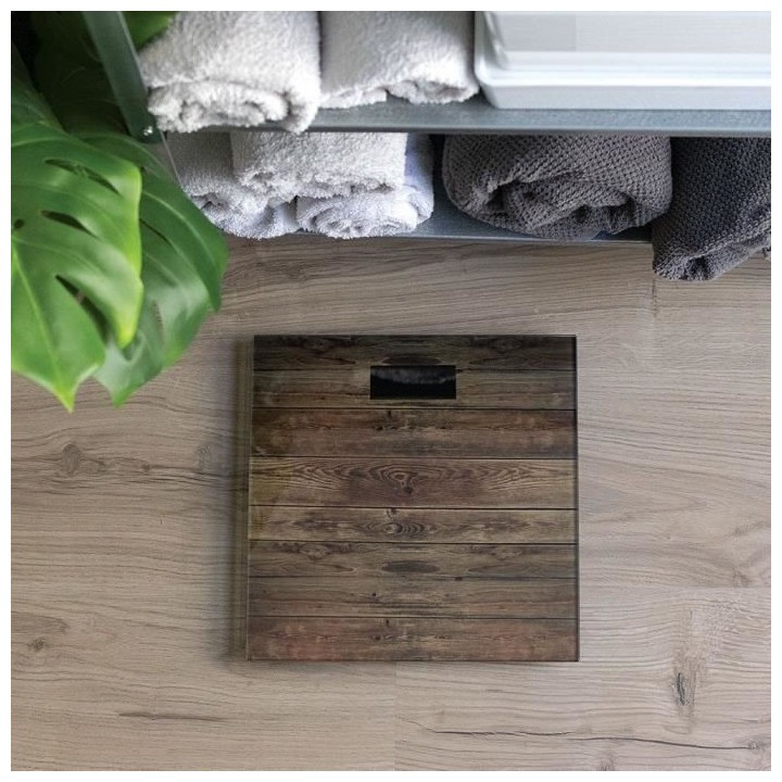 LIVOO DOM382BO - Pese-personne électronique - Impression bois - Plate