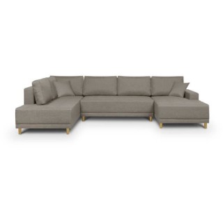 Canapé d'angle panoramique convertible JAKOB - 7 places - Beige - Sca