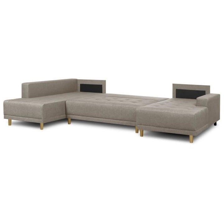 Canapé d'angle panoramique convertible JAKOB - 7 places - Beige - Sca