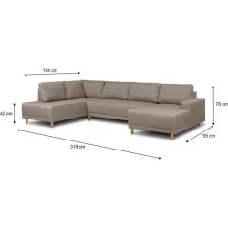 Canapé d'angle panoramique convertible JAKOB - 7 places - Beige - Scandinave - L318 x H78 x P194 cm