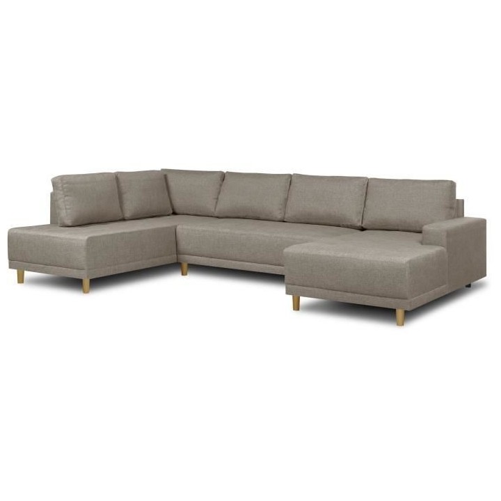 Canapé d'angle panoramique convertible JAKOB - 7 places - Beige - Sca