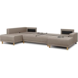 Canapé d'angle panoramique convertible JAKOB - 7 places - Beige - Scandinave - L318 x H78 x P194 cm