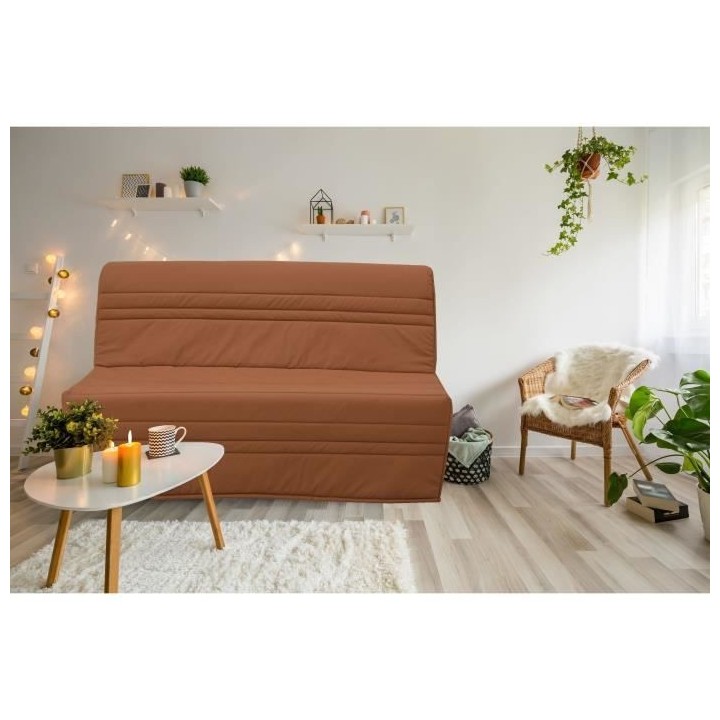 Banquette BZ 2 places Joe - Tissu terracotta - L143 x P97 x H89cm - Fa