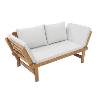 Banquette de jardin convertible en bois d'acacia - 2 places - Avec cou