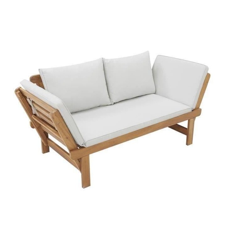 Banquette de jardin convertible en bois d'acacia - 2 places - Avec cou