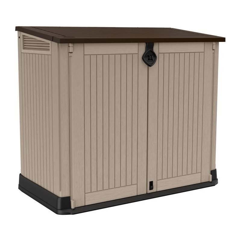 KETER - Coffre de rangement extérieur en résine 880 litres Beige et marron- Malle de jardin sans vérins