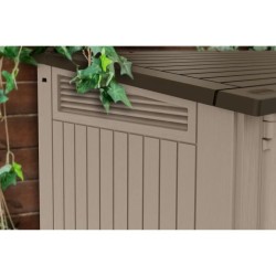 KETER - Coffre de rangement extérieur en résine 880 litres Beige et marron- Malle de jardin sans vérins