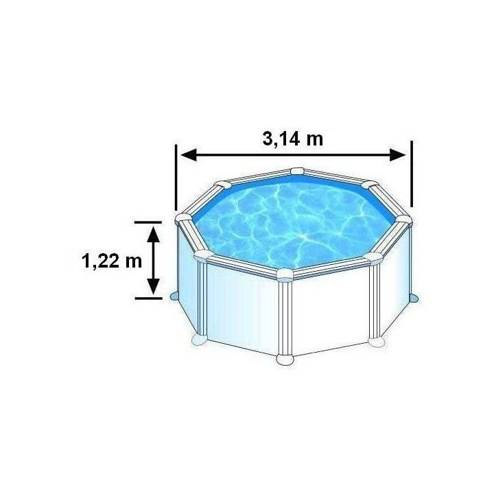 GRE - Kit Piscine hors-sol ronde blanche - Bora Bora - Ø3m x H1,22m -