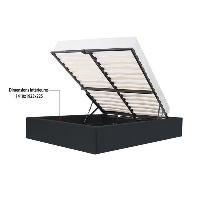 ECLIPSE Lit coffre adulte 140 x 190 cm - Simili Noir