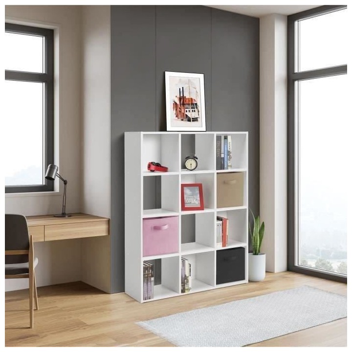 Meuble de rangement MIXCLUB 12 cases - Blanc - L 91 x P 30 x H 120,7 c