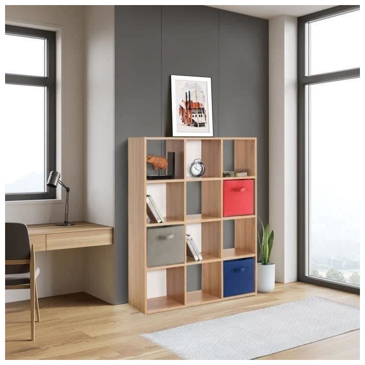 Meuble de rangement MIXCLUB 12 cases - Décor chene - L 91 x P 30 x H