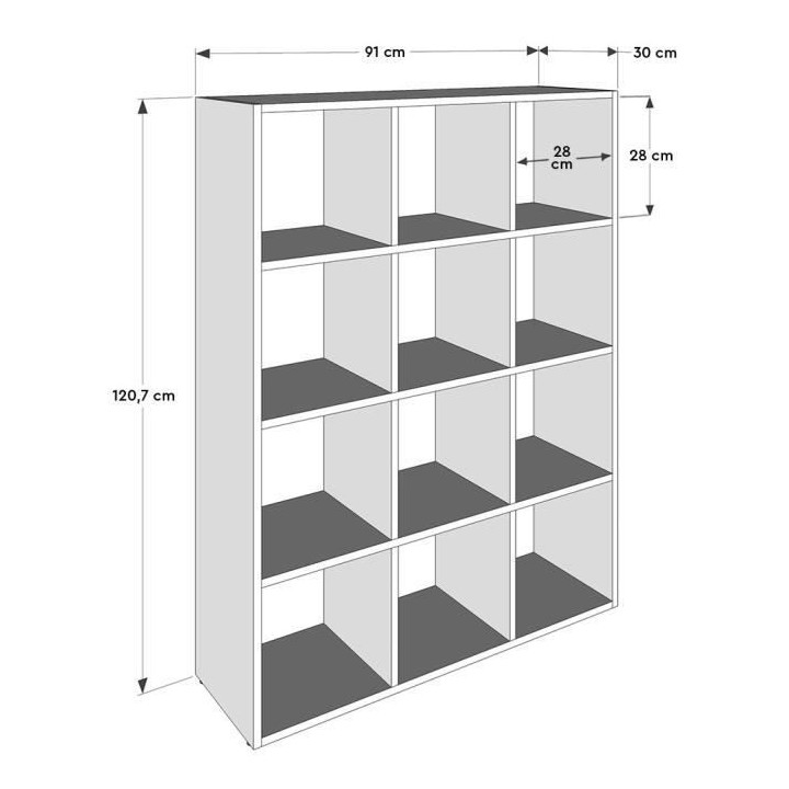 Meuble de rangement MIXCLUB 12 cases - Décor chene - L 91 x P 30 x H
