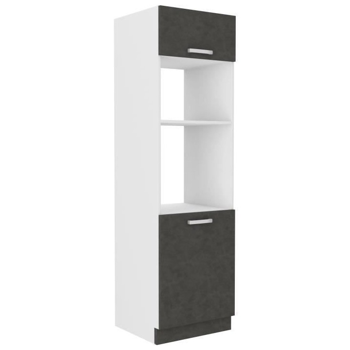 Meuble colonne four 2 portes battantes - Gris - L 60 x P 57 x H 210 cm