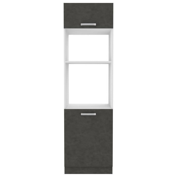 Meuble colonne four 2 portes battantes - Gris - L 60 x P 57 x H 210 cm