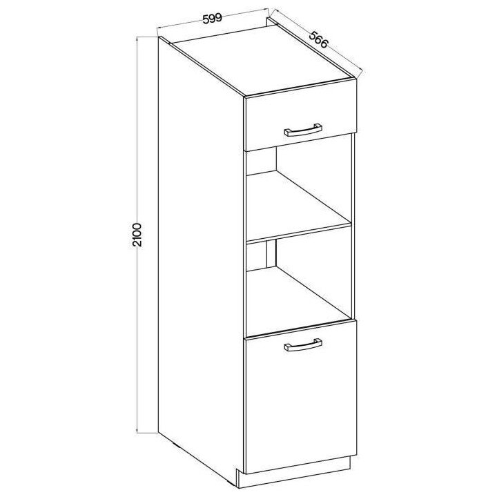 Meuble colonne four 2 portes battantes - Gris - L 60 x P 57 x H 210 cm