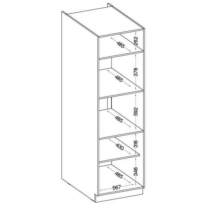 Meuble colonne four 2 portes battantes - Gris - L 60 x P 57 x H 210 cm