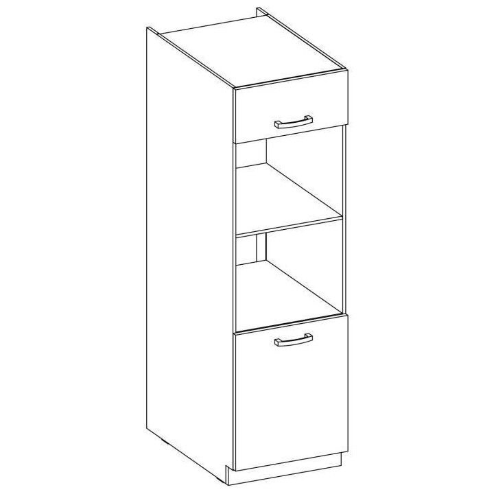 Meuble colonne four 2 portes battantes - Gris - L 60 x P 57 x H 210 cm