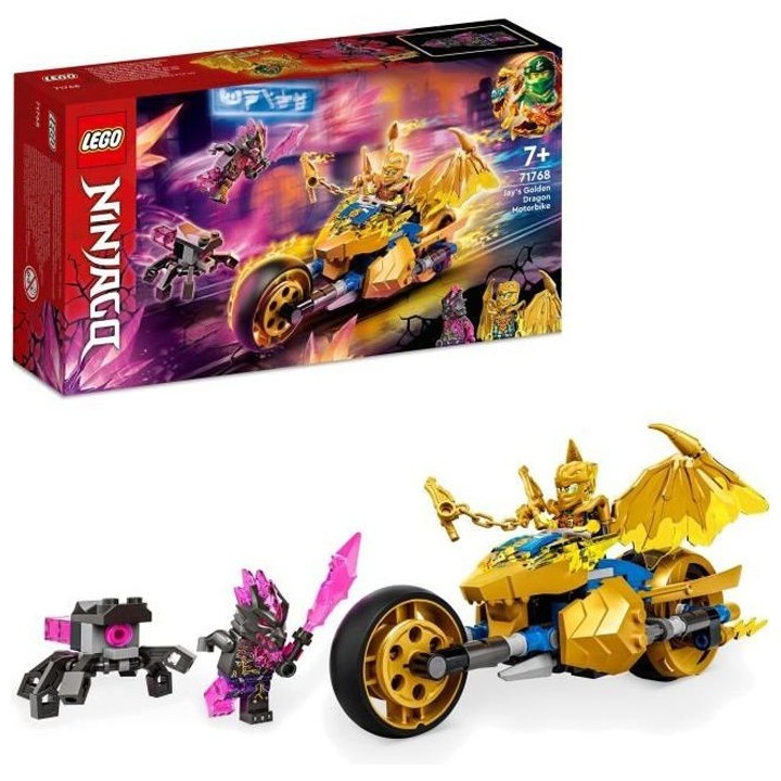 LEGO 71768 NINJAGO La Moto Dragon d'Or de Jay, Jouet avec Véhicule et